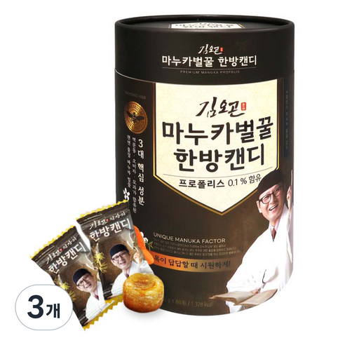 남양에이치앤비 김오곤 마누카 벌꿀 한방캔디 80p, 336g, 3개