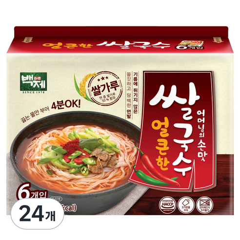 백제 얼큰한맛 쌀국수, 90g, 24개