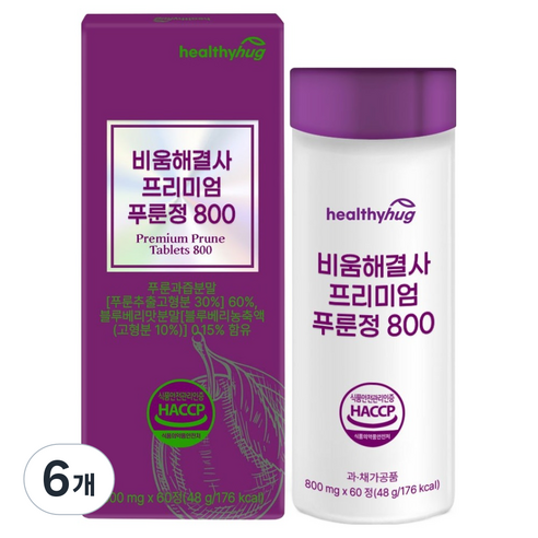 헬씨허그 비움해결사 프리미엄 푸룬정 800, 6개, 60정
