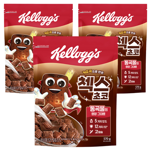 첵스초코 오곡으로 만든 시리얼, 570g, 3개