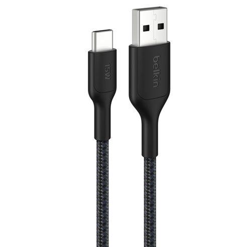 벨킨 USB A-C USB IF 브레이디드 케이블 CAB022fq, 블랙(CAB022fq1MBK), 1개, 1m