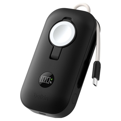 벨킨 부스트차지 프로 Apple Watch 겸용 10K 초고속 충전 45W 디스플레이형 보조배터리 C타입, BPD012fqBK, 블랙
