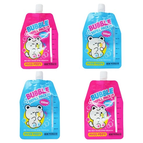 해피아이몰 휴대용 가벼운 파우치형 비눗방울 리필액 350ml, 랜덤발송, 4개