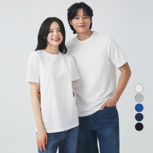 캐럿 남녀공용 통기성 베이직 라운드 반팔티 5컬러