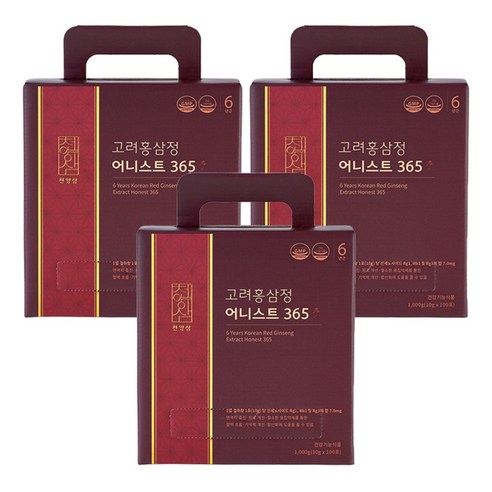 천양삼 6년근 고려홍삼정 어니스트 365 홍삼스틱 100포, 1kg, 3개