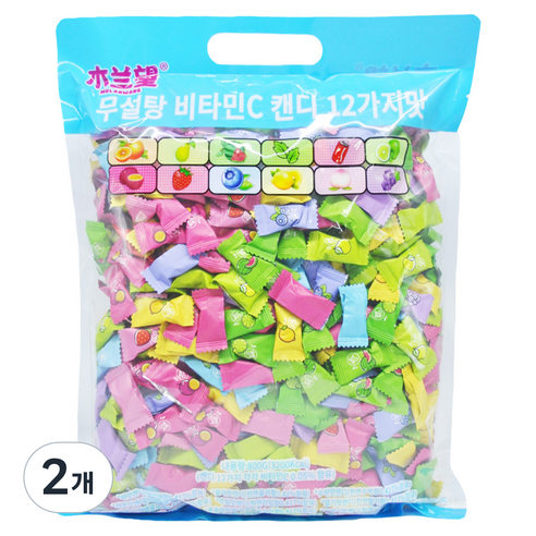 무란왕 무설탕 12가지맛 비타민C 민트 미니 캔디, 800g, 2개