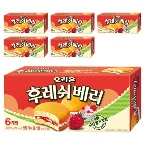 오리온 후레쉬베리 딸기, 168g, 6개
