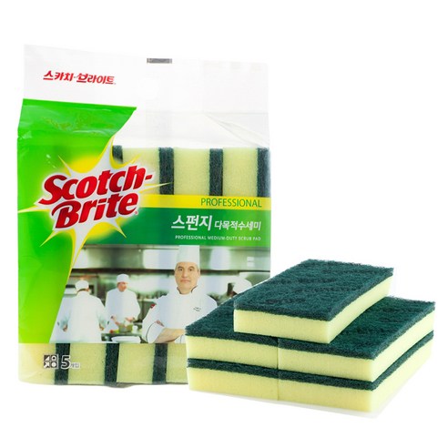 스카치브라이트 스펀지 다목적 수세미, 5개입, 1개