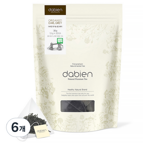 다비앙 유기농 얼그레이 티백, 1.5g, 20개입, 6개