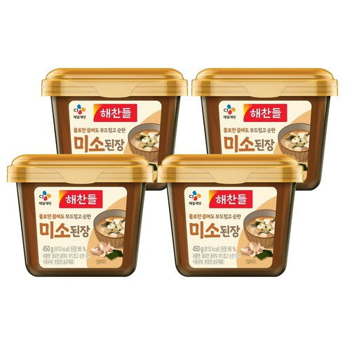 해찬들 물로만 끓여도 부드럽고 순한 미소된장, 450g, 4개