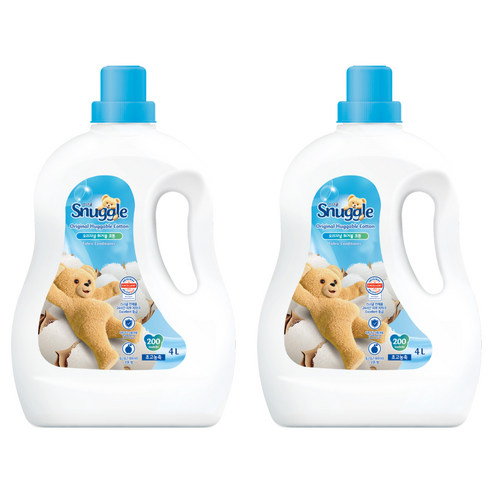 스너글 초고농축 섬유유연제 오리지널 허거블 코튼 본품, 4L, 2개