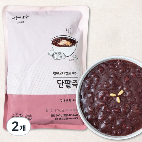 [로켓프레시] 서울마님죽 단팥죽 (냉장), 500g, 2개