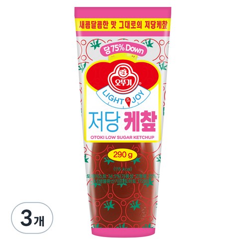 오뚜기 LIGHT&JOY 저당 케챂, 290g, 3개