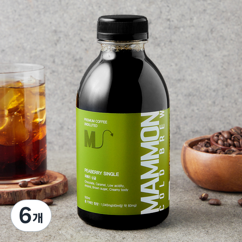 [로켓프레시] 훔볼트 마몬 브라질 피베리 싱글 콜드브루 커피원액, 6개, 500ml