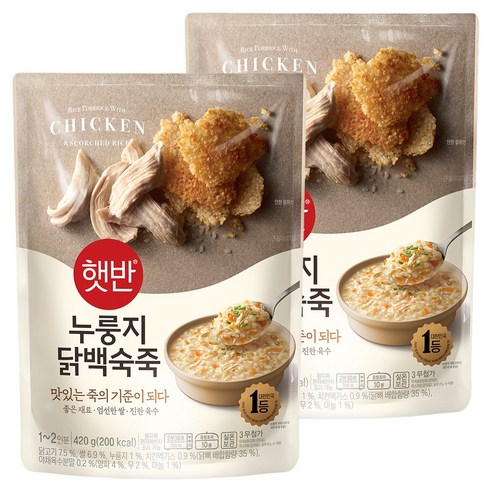 햇반 누룽지 닭백숙죽, 420g, 2개