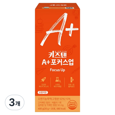 키즈텐 A 플러스 포커스업 아르기닌 식물성 카페인 젤리 20p, 3개, 400g