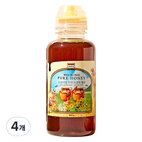 정원담 프리미엄 자연 야생화 순수 벌꿀, 4개, 500g