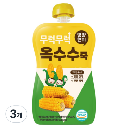 이유케어스 무럭무럭 키즈죽, 옥수수, 3개, 100g