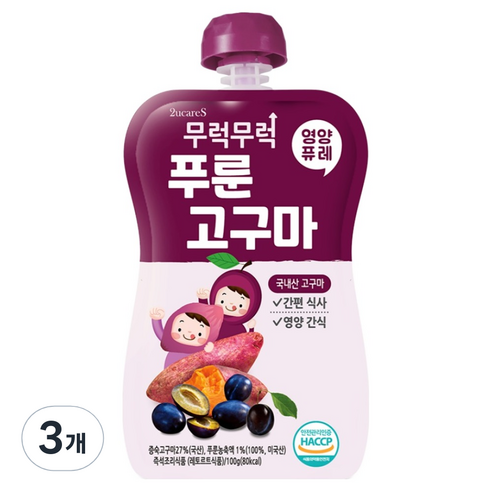 이유케어스 무럭무럭 과일퓨레, 푸룬고구마, 3개, 100g