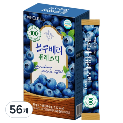 홀라이프 블루베리 퓨레 스틱, 56개, 20g