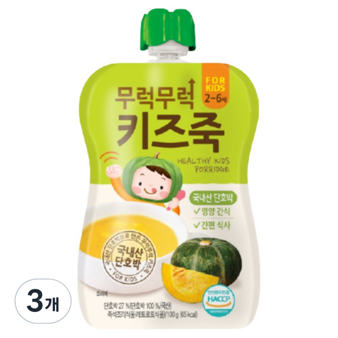 이유케어스 무럭무럭 키즈죽, 단호박, 3개, 100g