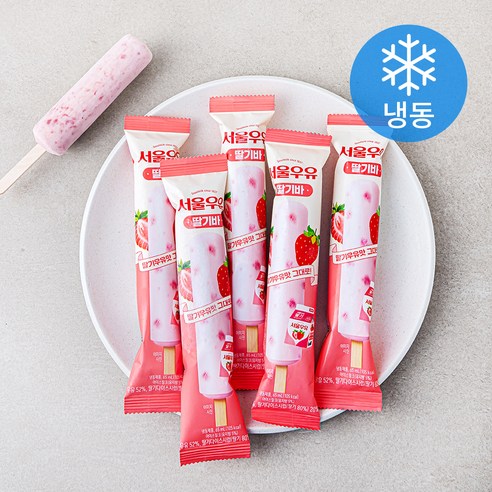 [로켓프레시] 서울우유 딸기바 (냉동), 5개, 1개입, 65ml