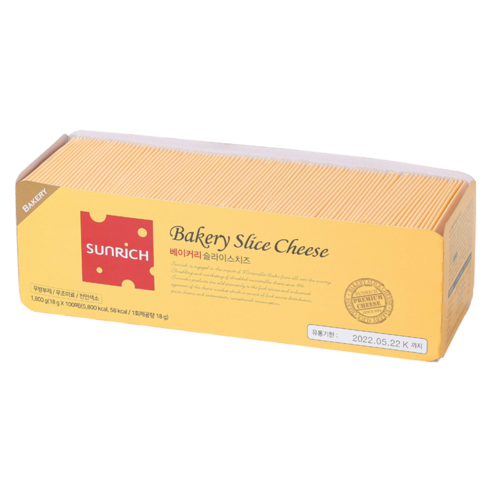 썬리취 베이커리 슬라이스치즈 1.8kg(18gx100매입) / 토스트 샌드위치 재료/ 냉장보관