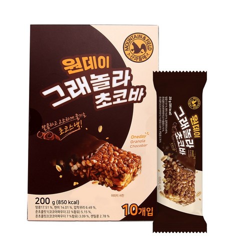 산과들에 원데이그래놀라초코바 20g 10개 세트, 4세트