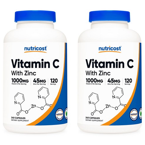 뉴트리코스트 비타민 C 1000mg + 아연 45mg 캡슐 240정 2개, 240정, 2개