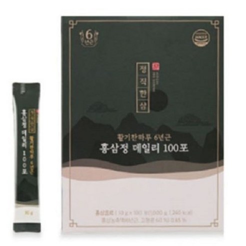 [정직한삼] 활기찬하루 6년근 홍삼정 데일리 10g x 100포 홍삼 엑기스 추출액 진액 할아버지 할머니 부모님 건강 설 추석 명절 선물 어버이날 근로자의날 창립기념일