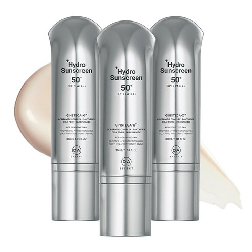 [공식] SPF 50 디에이이펙트 하이드로 선스크린 광노화케어 자외선보호 선크림 썬크림 파데프리 리페어 장벽개선 기미 잡티 개선, 3개, 30ml