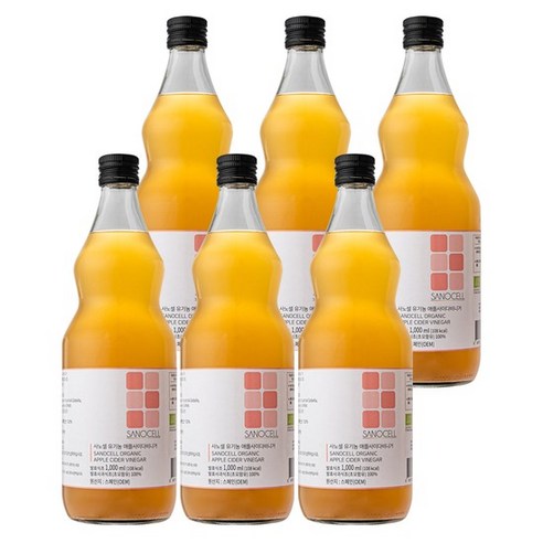 사노셀 유기농 애플사이다 비니거 6병 1000ml x 6병 발효 사과 초모 식초 유기산 80000mg