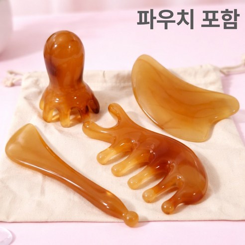 두피 바디 얼굴 콧대 승모근 종아리 전신 마사지 문어 괄사 4종 세트, 4종세트, 1개