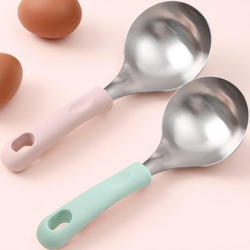1+1스텐 304 실리콘손잡이 스텐국자 서빙스푼 전현무 미니국자, 핑크+민트, 2세트