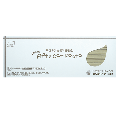 밀가루 없는 국산 유기농 귀리&현미 파스타 fifty oat&brown rice pasta, 5개, 400g