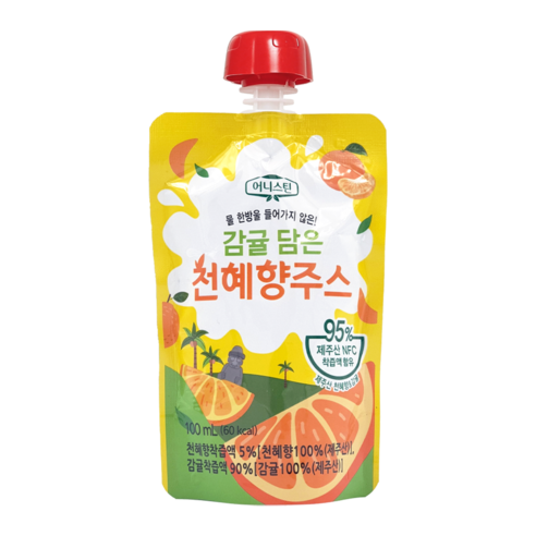 어니스틴 감귤 담은 천혜향 주스 물 타지 않은 제주산 착즙 주스, NFC주스, 감귤 주스, 천혜향 주스, 어린이주스, 학교간식, 어린이집 간식, 교회간식, 아기 주스, 50개, 100ml