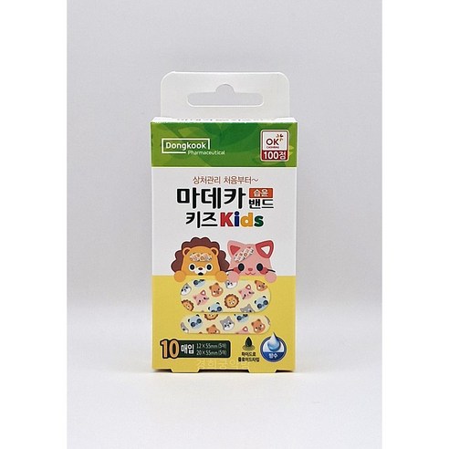 동국제약 마데카 습윤밴드 키즈 10매입 하이드로콜로이드 방수 키즈밴드, 1세트