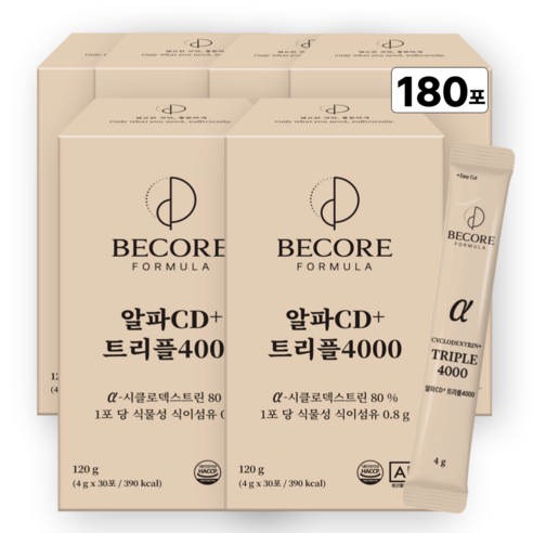 알파CD 분말 식약청인증 HACCP 알파시클로덱스트린 고함량 알파시디+트리플4000 무부형제 비코어포뮬러, 6개, 30회분