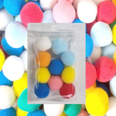 뽕뽕이 원형 소포장 칼라솜 솜방울 40mm (낱개10개정도) 혼합, 1봉