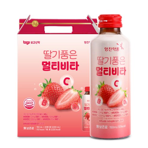 영진약품 딸기품은 멀티비타 비타민C 비타민B 액상 비타민 데일리 건강 음료 선물용, 20개, 150ml