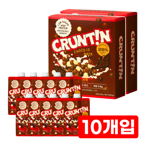 [본사공식몰] 크런틴 단백질쉐이크 초코이즈백 크런치볼 25%, 당 0g대, 250g, 2박스