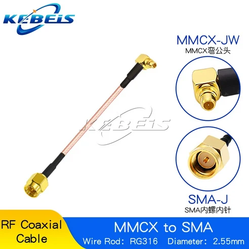 RG316 SMA-MMCX 케이블 RP-SMA 암 너트 잭-MMCX 수 플러그 직선  직각 WiFI 안테나 RF 동축 확장 점퍼