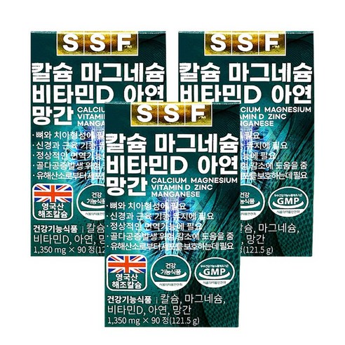 순수식품 칼슘 마그네슘 비타민D 아연 1350mg, 90정, 3개