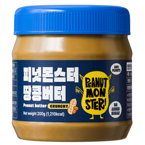 [압도적 고소함] 피넛몬스터 무첨가 무가당 100% 땅콩버터 크런치
