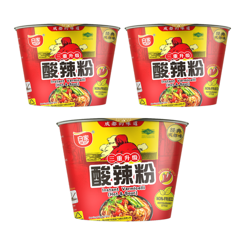 아퀀 백가 쏸라분사 쏸라펀 중국쏸라당면 쏸라맛 컵, 3개