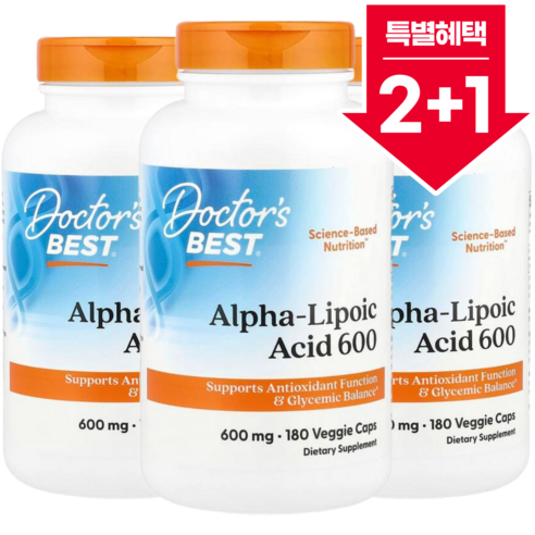 [2+1] 닥터스베스트 ALA 알파 리놀렌산 알파리포산 600 600mg 식물성 캡슐 180정 / 해외직구 미국정품