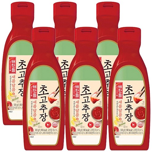 씨제이제일제당 해찬들 새콤달콤 초고추장 500g / 양념장 초장 튜브형용기, 500g, 6개