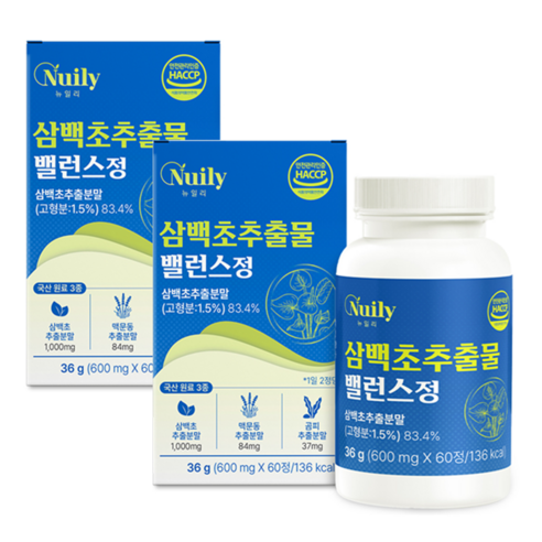 뉴일리 삼백초추출물 밸런스정 600mg 맥문동 곰피 흑마늘농축 로얄제리분말, 2개, 1정