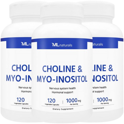[미국빠른직구] 신제품 마이라이프 내추럴스 콜린 & 미오-이노시톨 1000mg, 3개, 120정