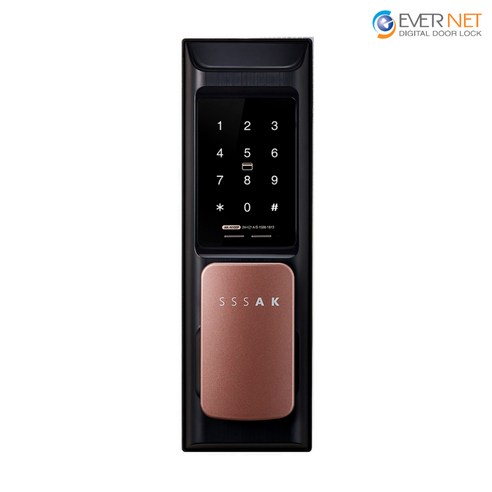 에버넷 무타공 푸시풀 도어락 에버플러스 AK-N102P 현관번호키 (번호+카드)